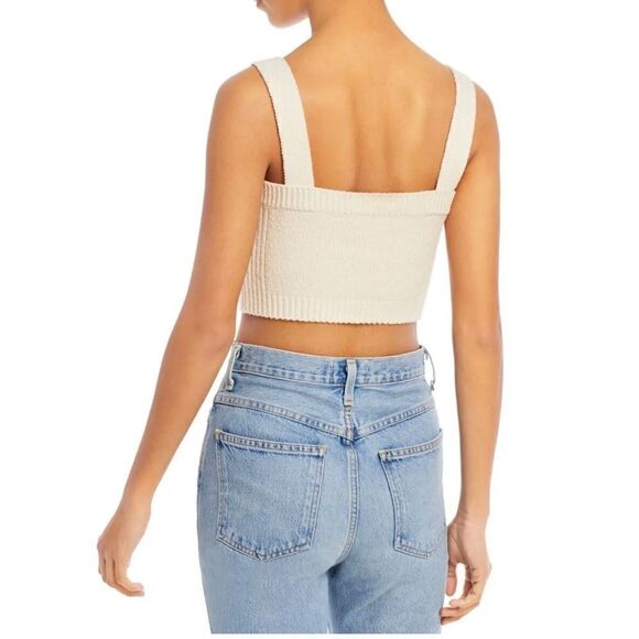 NWT A.L.C Cream Squared Neck Stretch Crop Top Women Size large - Picture 12 of 12